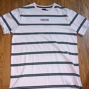 VANS Mens Sixty Sixers Pink Black Striped SS Knit Shirt Y2K 90s Vibe Size M